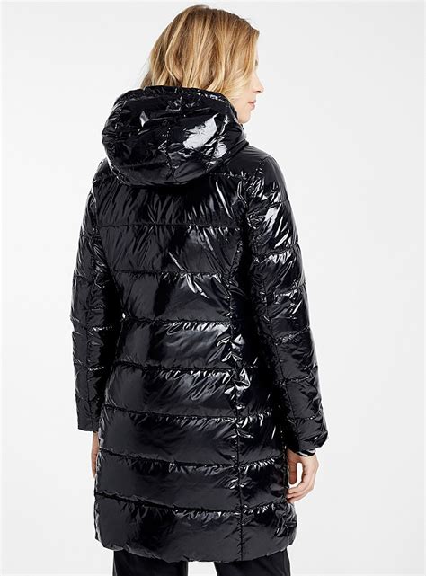 michael kors black shiny puffer jacket|michael kors puffer jacket women's.